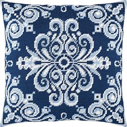 Rosette Kreuzstich-Set, Dekokissen, 40,6 x 40,6 cm, bedruckte Tapisserie-Leinwand, europäische Qualität 16″×16″ (40 cm × 40 cm) Tehran