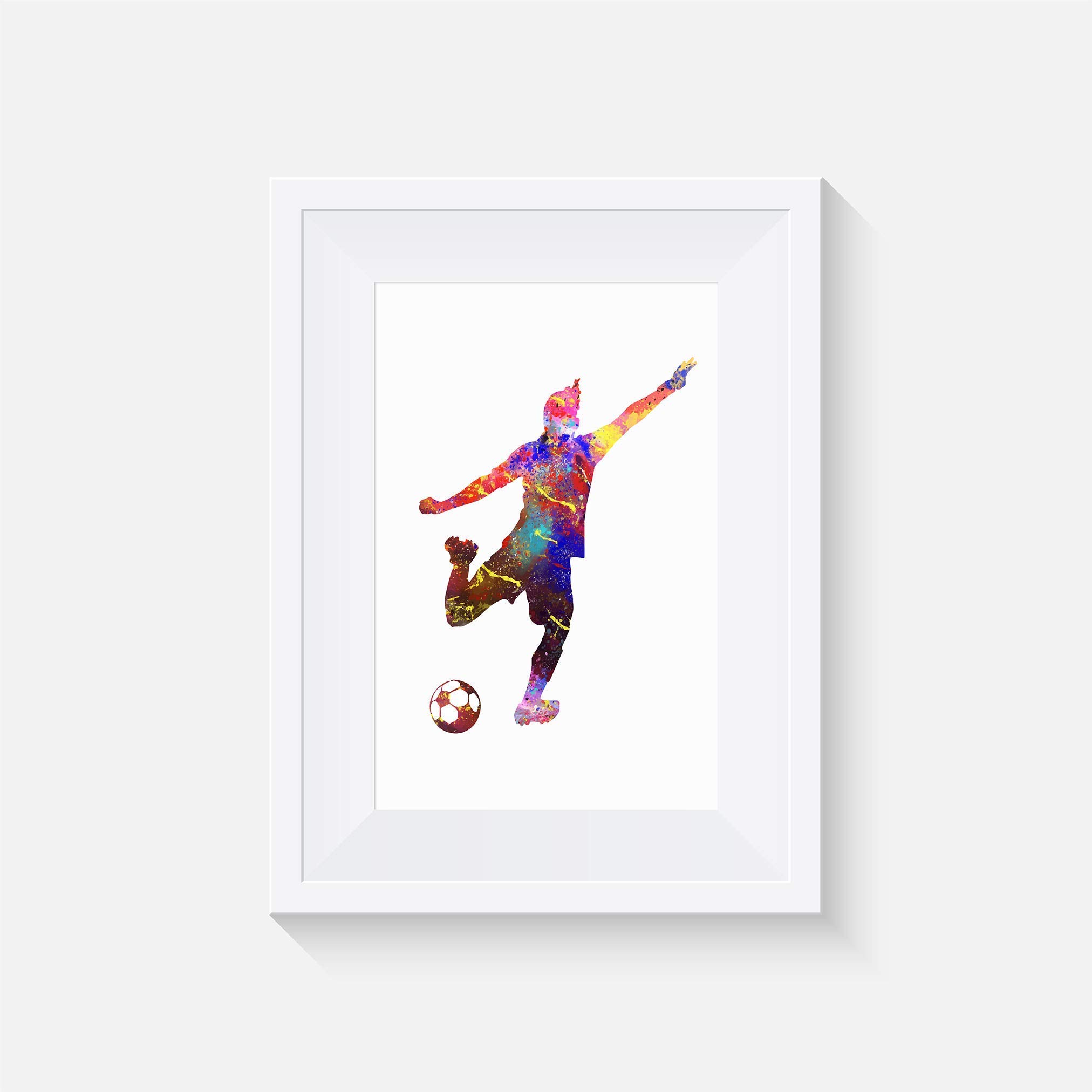 Female Footballer Inspired - Print - Poster - watercolour Wall art- various Sizes(Frame Not Included)