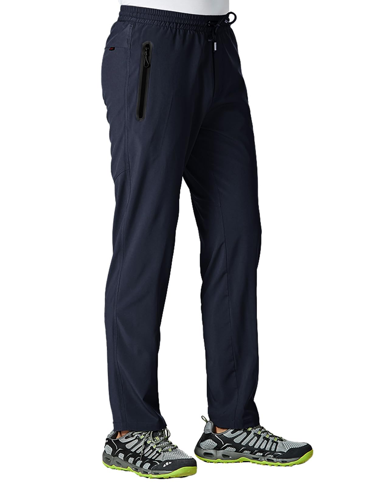 TBMPOY Men's Lightweight Hiking Travel Pants Breathable Athletic Fishing Active Joggers Zipper Pockets