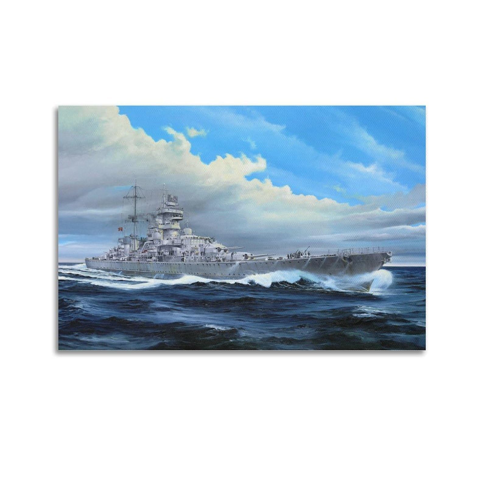 OKAHYS 1945 Vintage WWII Battleship German Heavy Cruiser Prinz Eugen Warship Decorative Painting Canvas Wall Artworks Picture 20x30inch(50x75cm)