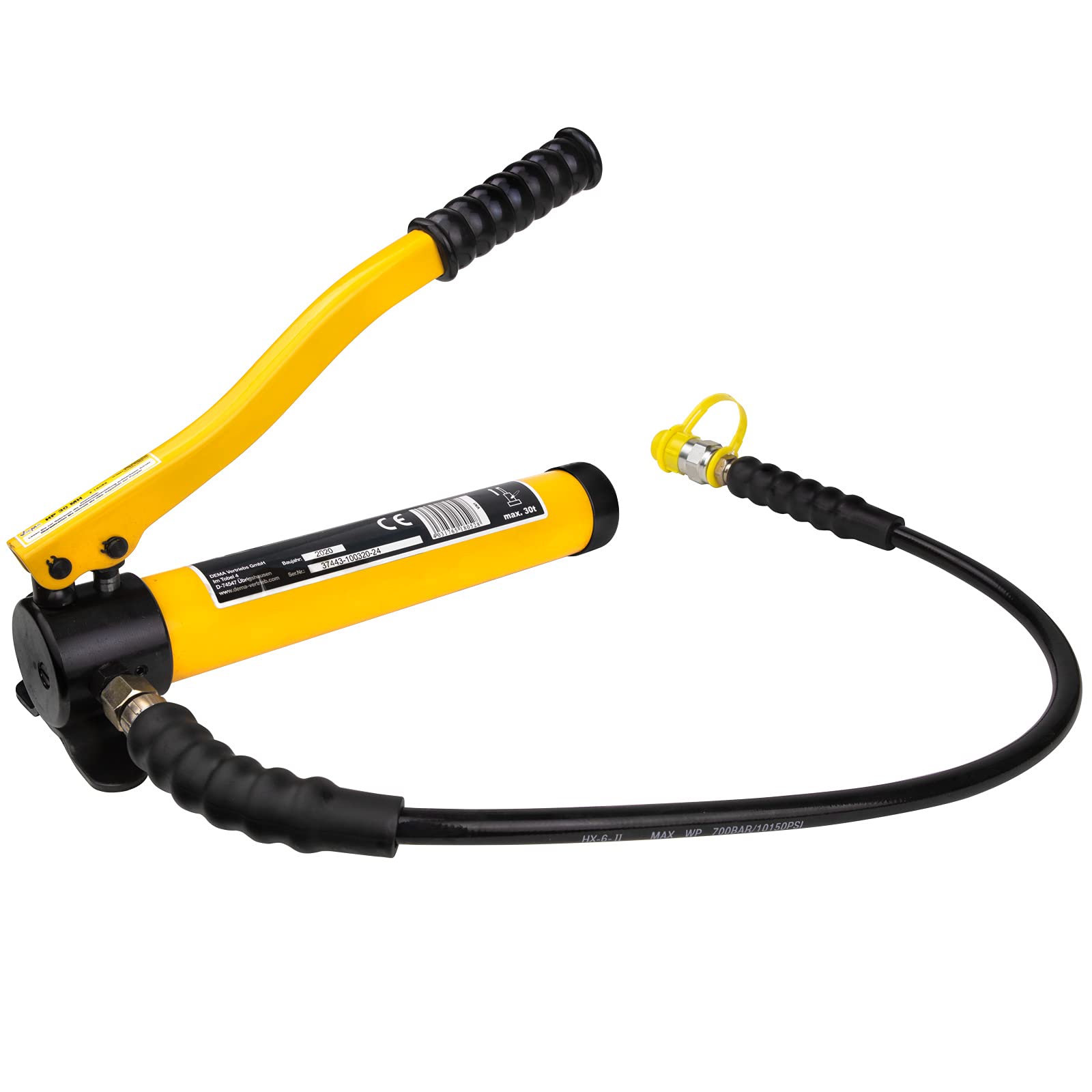DEMA Hand-Hydraulikpumpe 30 t, Manuell mit Zylinder & Koffer, Kompakt & mobil, 690 bar Druck, Für Werkstatt, Außeneinsatz, Karosserie, Reparatur, Industrieeinsatz