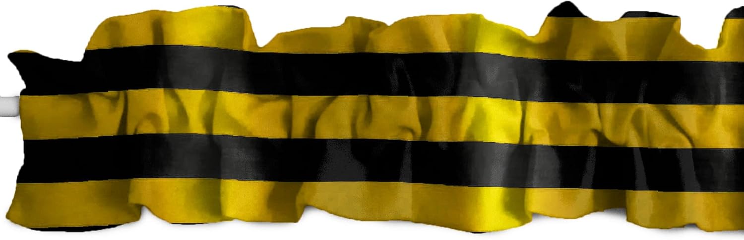 Zen Creative Designs Cotton 1" Stripe Sleeve Topper Window Valance Top Bottom Ruffle Home Décor Bedroom Nursery Kitchen Window (120" Wide x 9" Tall, Yellow and White)