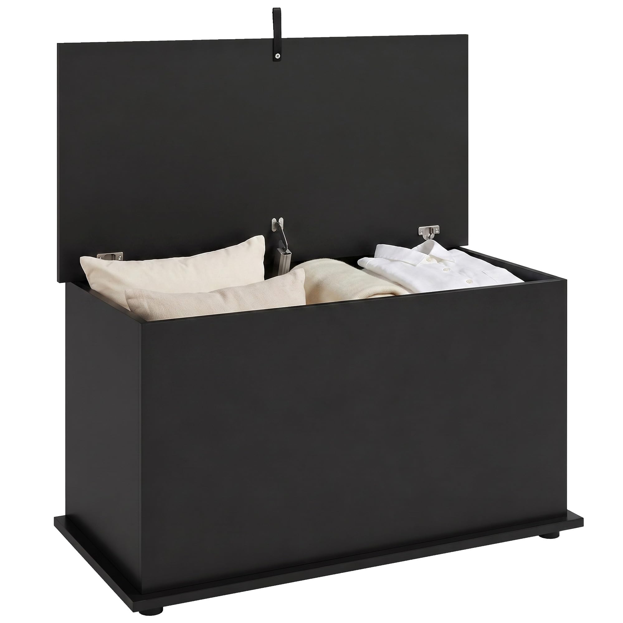 Homcom Black Storage Chest With Safety Hinged Lid, 102L Storage Box