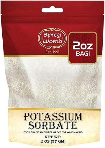 Spicy World Sorbato de potasio de 2 onzas, grado alimenticio, gran estabilizador de vino, conservante para gomitas, aguamiel, sidra y mucho más