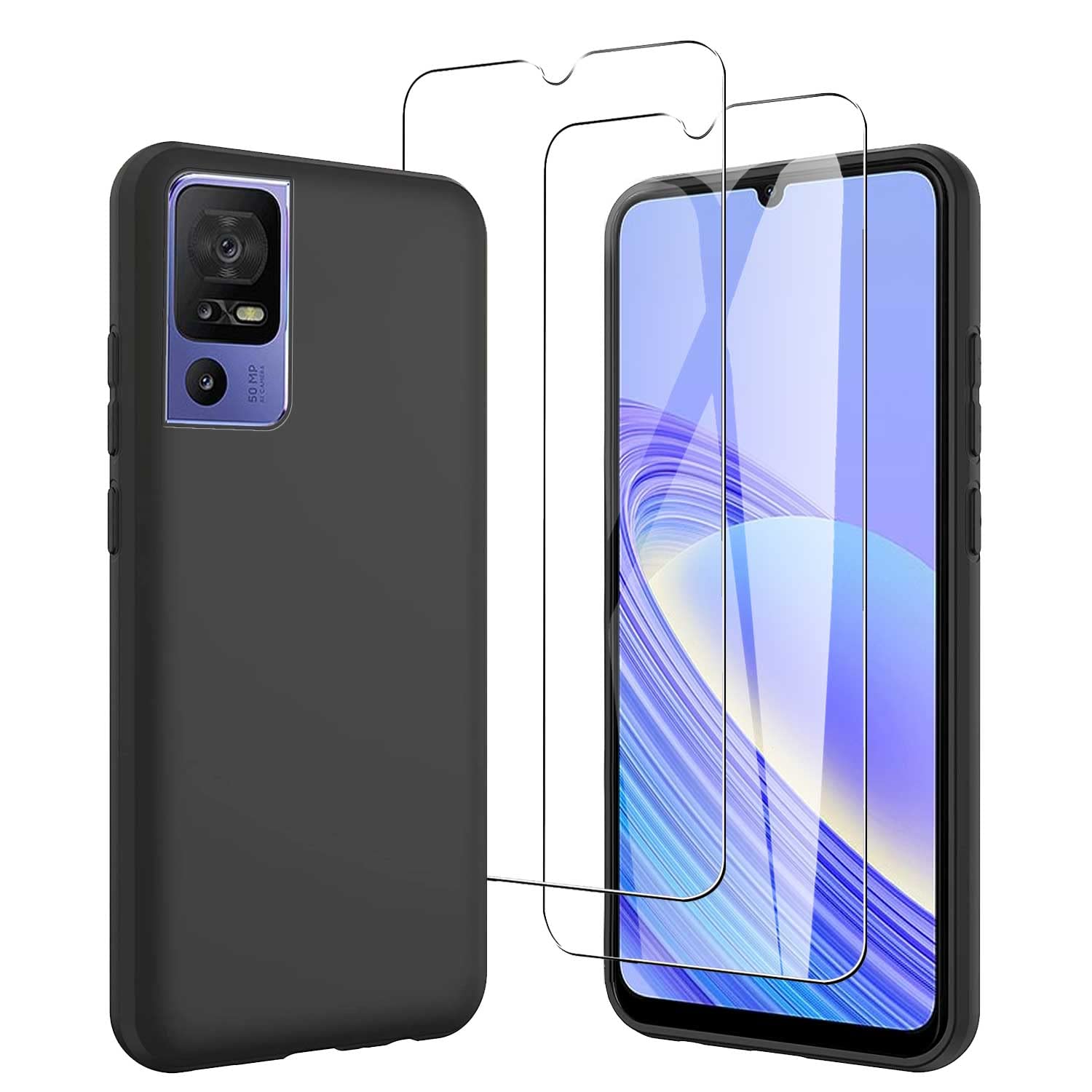 HGJTF Cover per TCL 40 SE/T610K (6.75) con 2 Pezzi Pellicola Vetro Temperato, Ultra Sottile Morbido Silicone Case Anti-Graffio Telefono Custodia per TCL 40 SE/T610K - Camelia