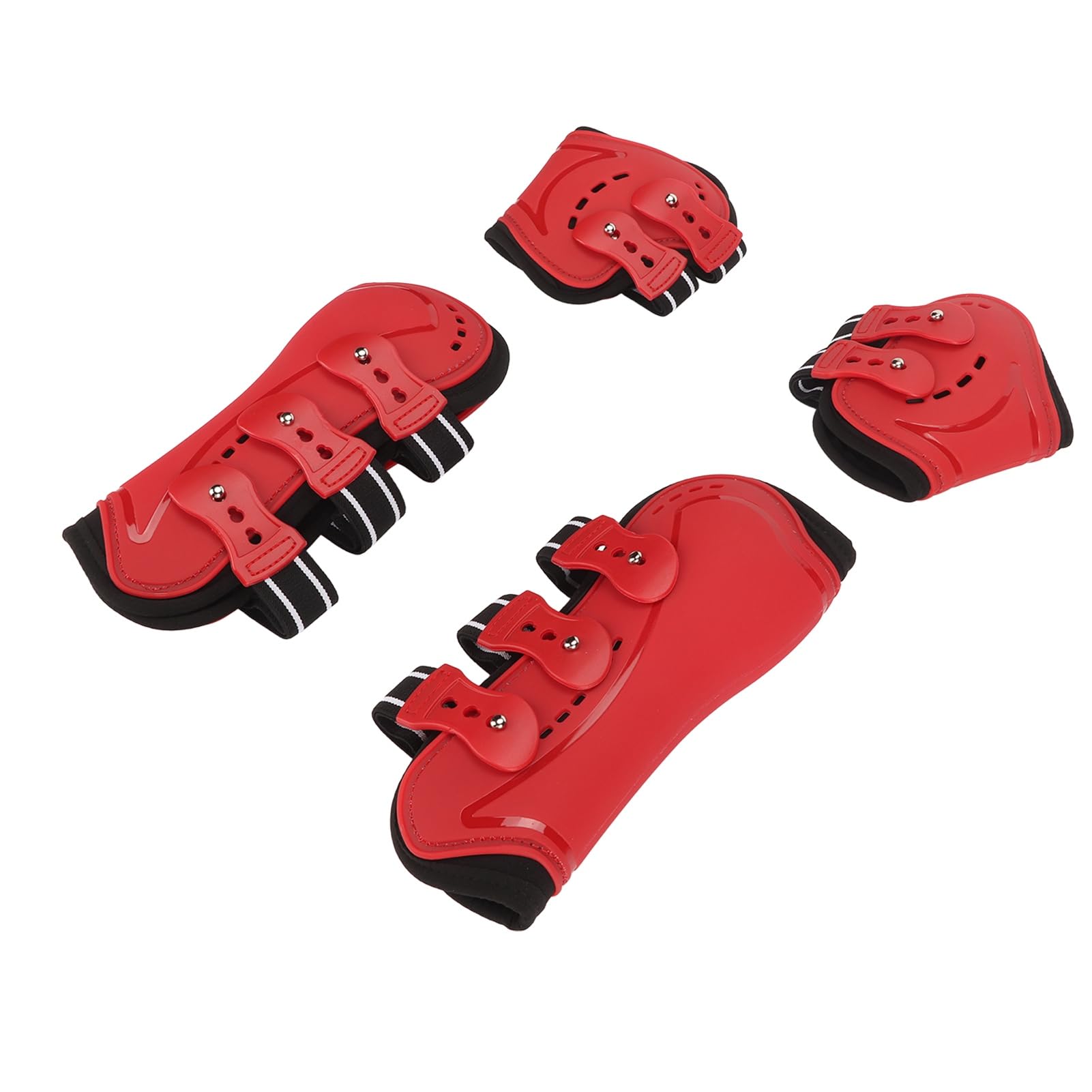 Gavigain Horse Front Hind Leg Boots Breathable Impact Open Front Jumping Tendon Horses Boots Horse Leg Protector Red (L 7.5x7.5x15cm / 3x3x5.9in)