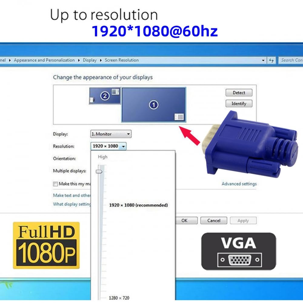 CY Adattatore Adattatore display virtuale VGA RGB DDC EDID Dummy Plug Emulatore display fantasma senza testa HDTV 1080P@60Hz