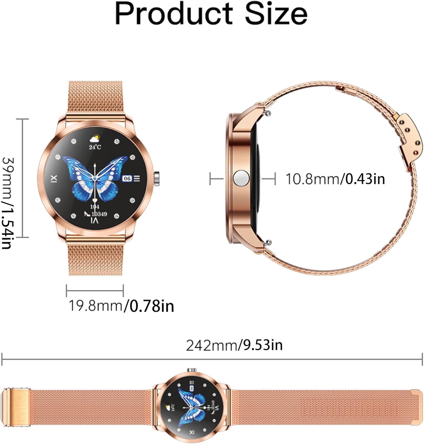 Reloj inteligente para mujer, 1,32 pulgadas, AMOLED con función de teléfono, rastreador de fitness, 123 modos deportivos, monitor de actividad con presión arterial, monitor de sueño, podómetro, reloj