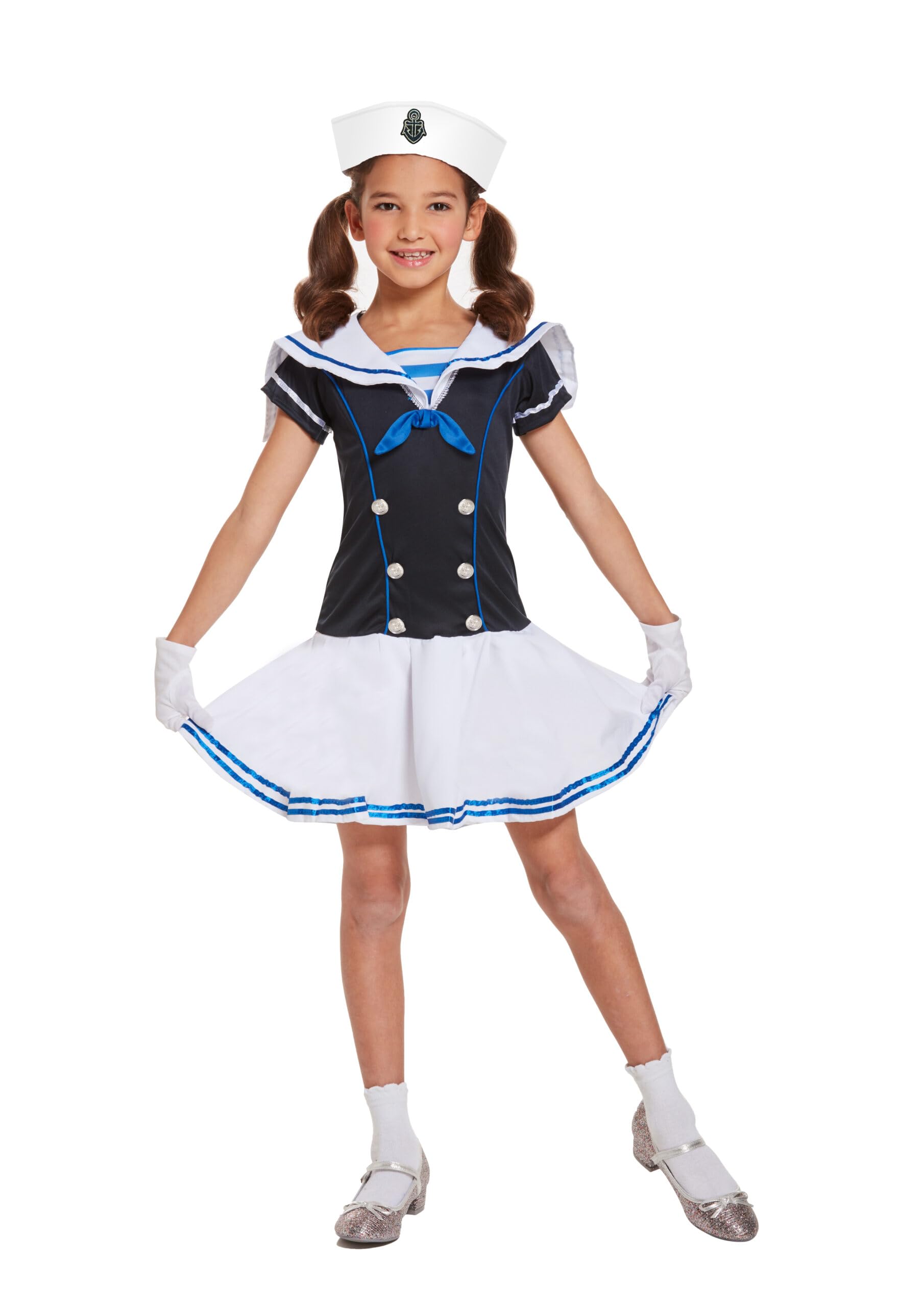 HENBRANDT Children’s Traditional Sailor Costume for Kids Navy Fancy Dress Outfit Retro Sailors Halloween Fancy Dress for Girls