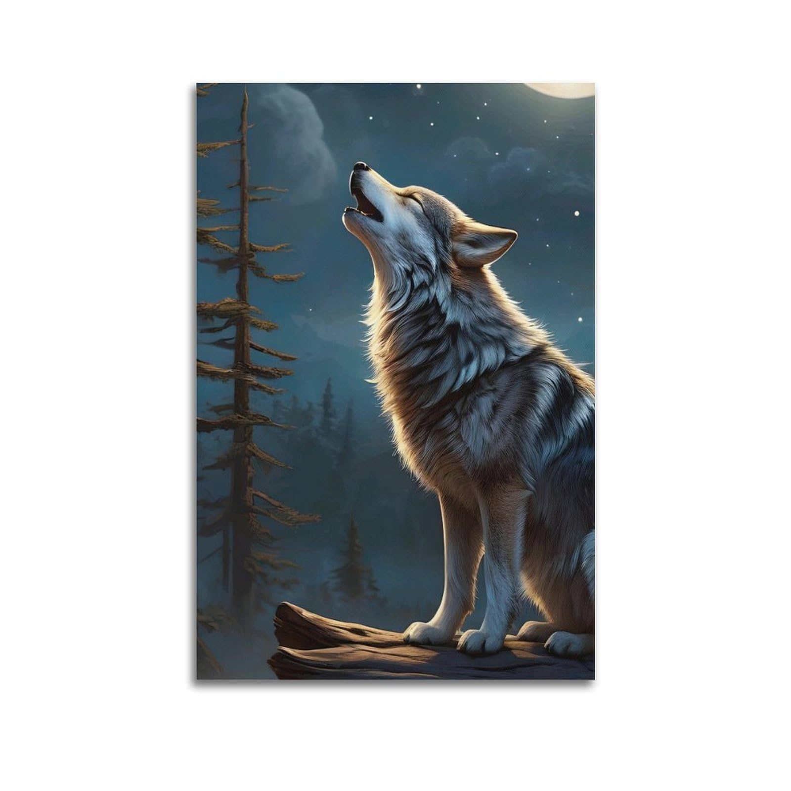 WZKTCL Animal Poster Growling Wolves Artwork Poster Decorative Painting Canvas Wall Posters And Art Picture Print Modern Family Bedroom Decor Posters 24x36inch(60x90cm)
