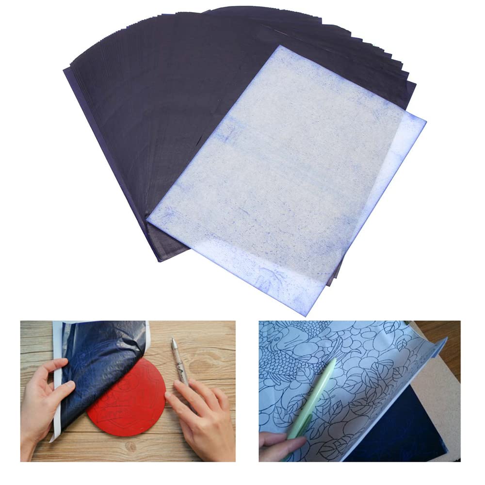 Lot de 500 feuilles de papier de transfert carbone bleu 25,5 x 37 cm pour dessin, écriture, fournitures scolaires de bureau