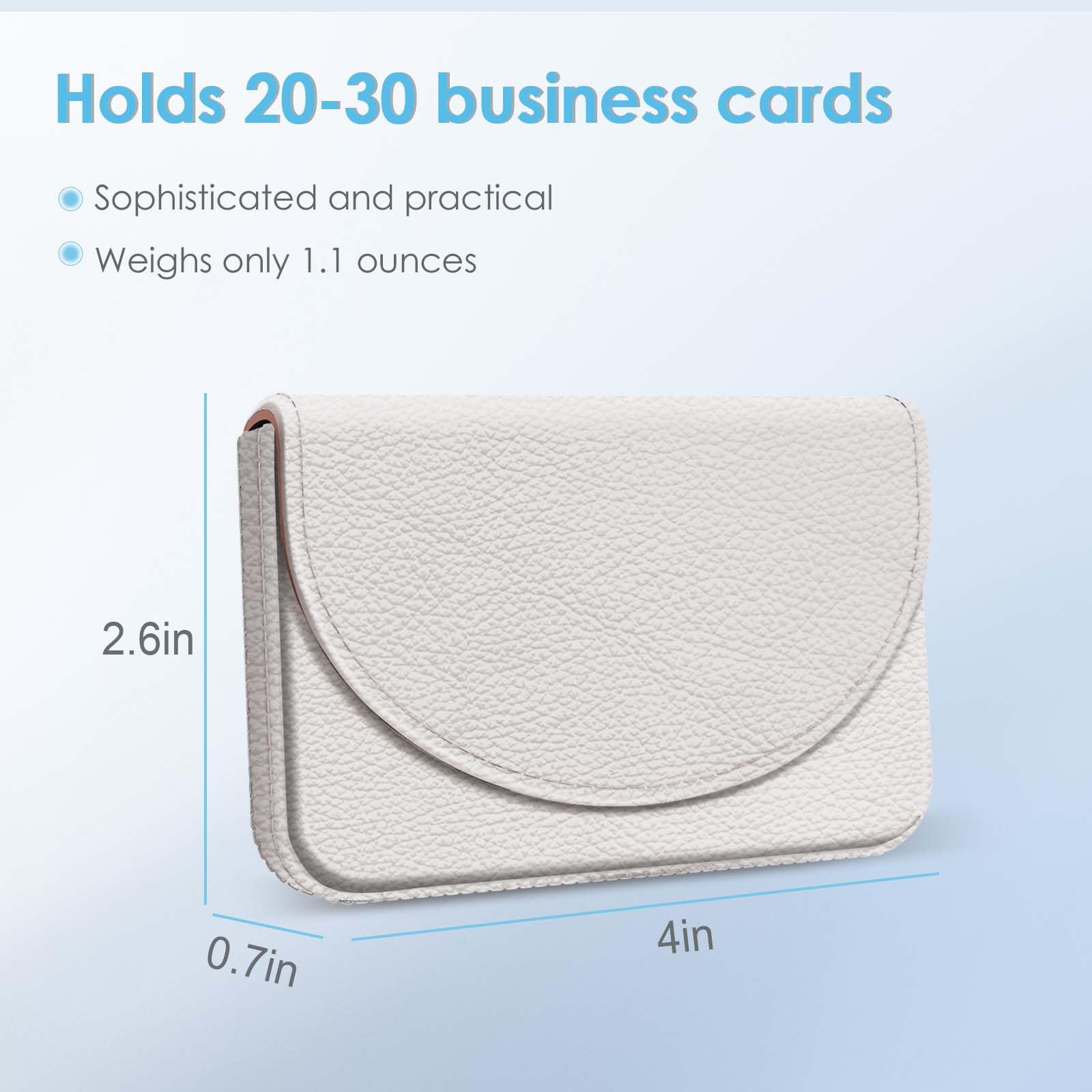 xiviers Business Card Holder?PU Leather Business Card Case Color Printing Pattern Card Holder Wallet?Pockets Magnetic Credit Card Holders for Men and Women?White