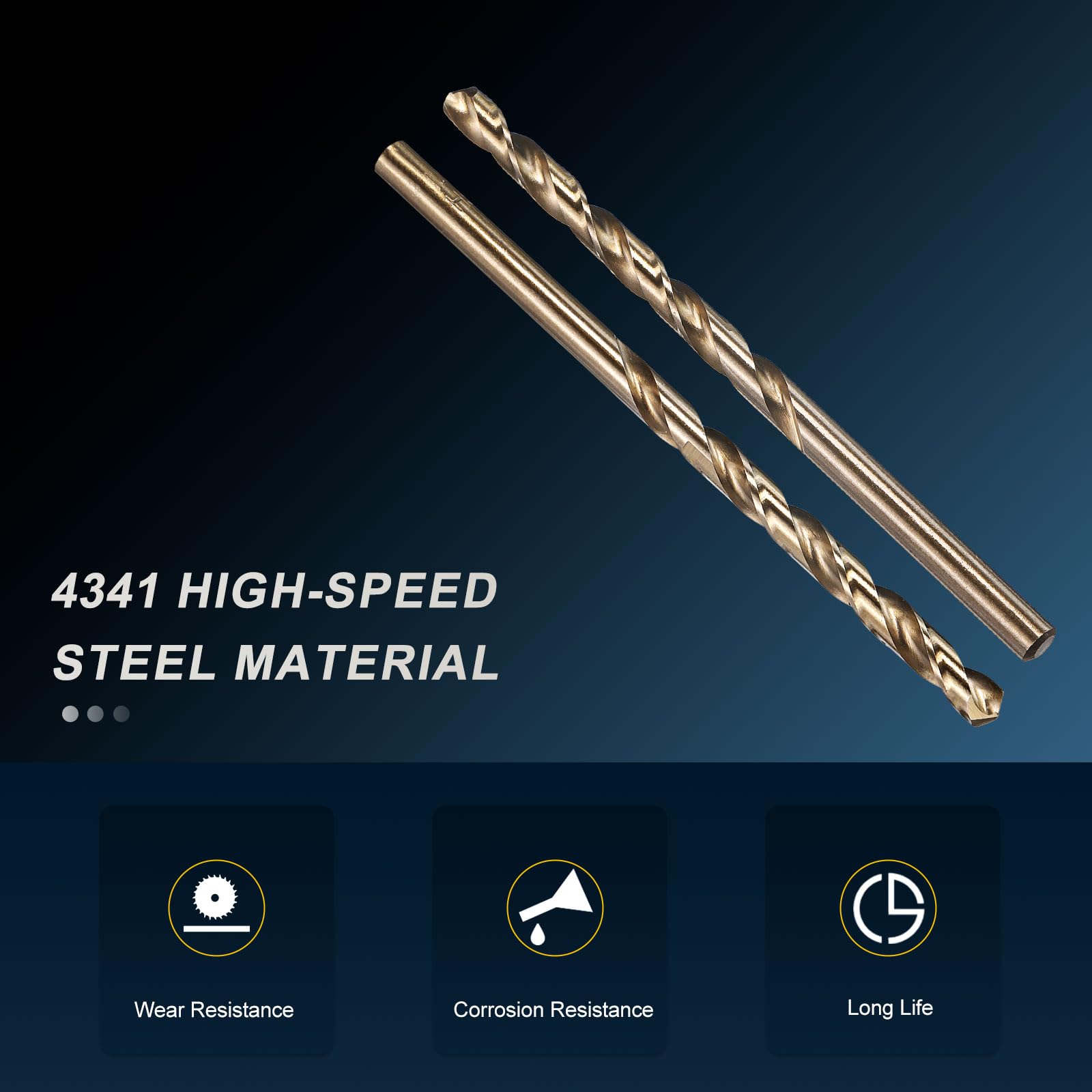 PATIKIL 4.6mm Drill Bit #14, Micro Number Small Bits 4341 High-Speed Steel 135° Gold for Soft Thin Metal Steel Wood Acrylic - 5 Pack - Image 3