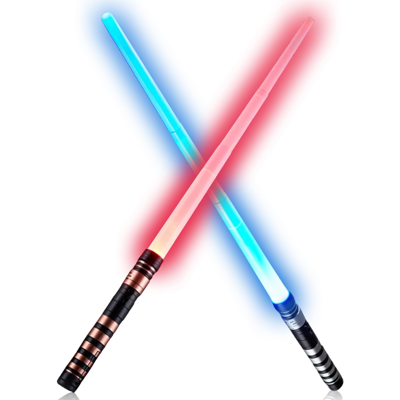 2 Pcs Star Wars Lightsaber, Light Up Sword with 7-Colour Changing & Sound Effects, Telescopic Lightsaber for Adults, LED Light Saber for Cosplay & Party Decor