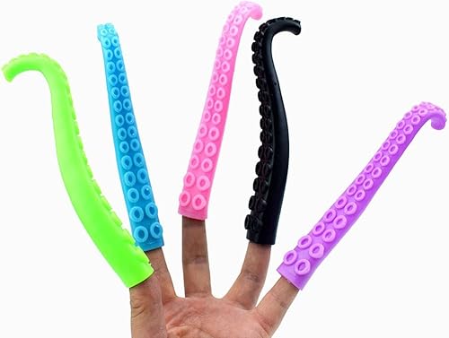 Miniatura 6 de 10 marionetas de dedo de tentáculo de pulpo, colores surtidos