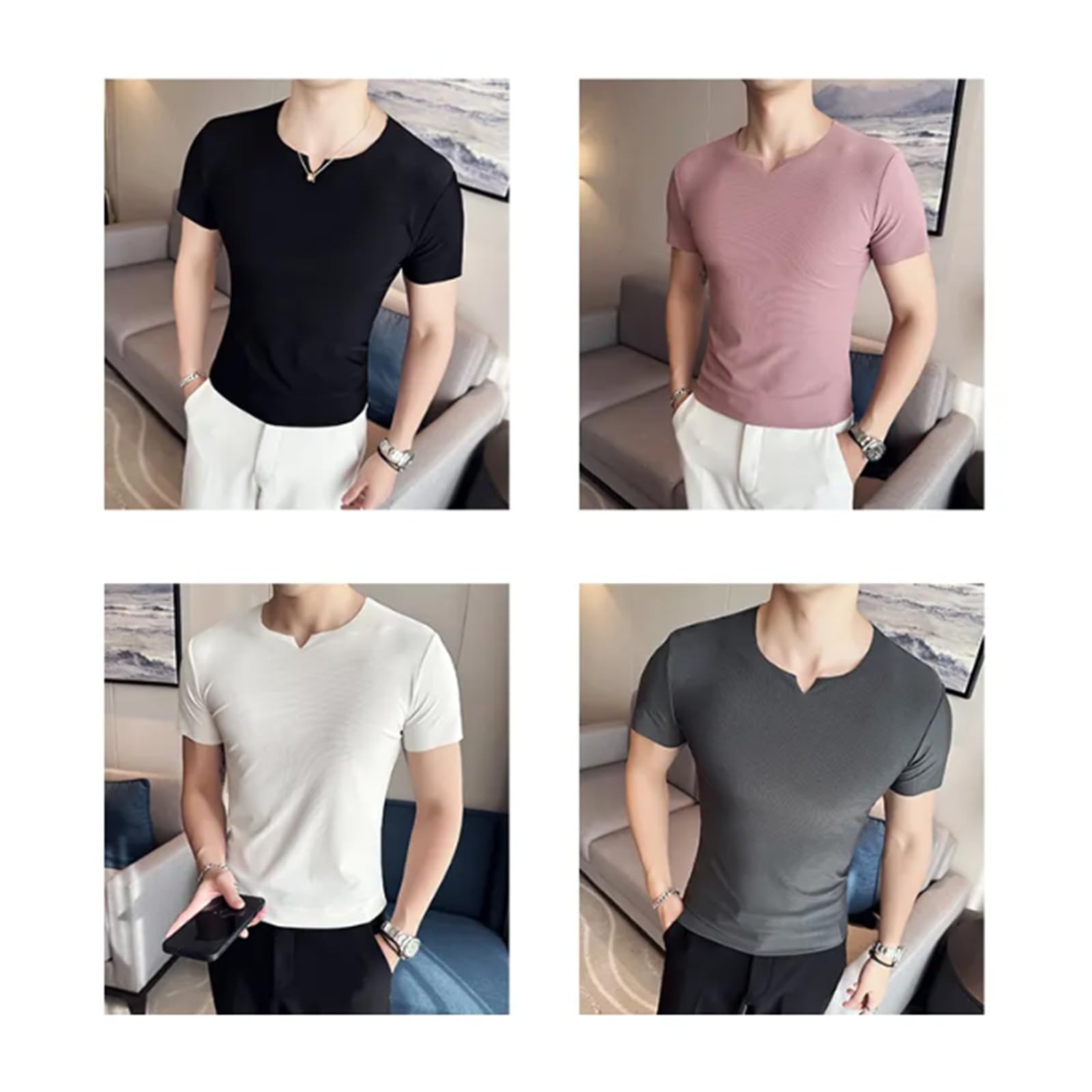 TEidea Koszulki męskie T-shirty męskie duży rozmiar S-4Xl cienki T-shirt z krótkim rękawem, smukły i wszechstronny modny t-shirt na co dzień