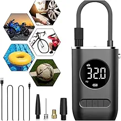 Calibrador de Pneus Digital Portátil – Compressor de Ar Premium Recarregável com Lanterna LED para Carro, Moto e Bike