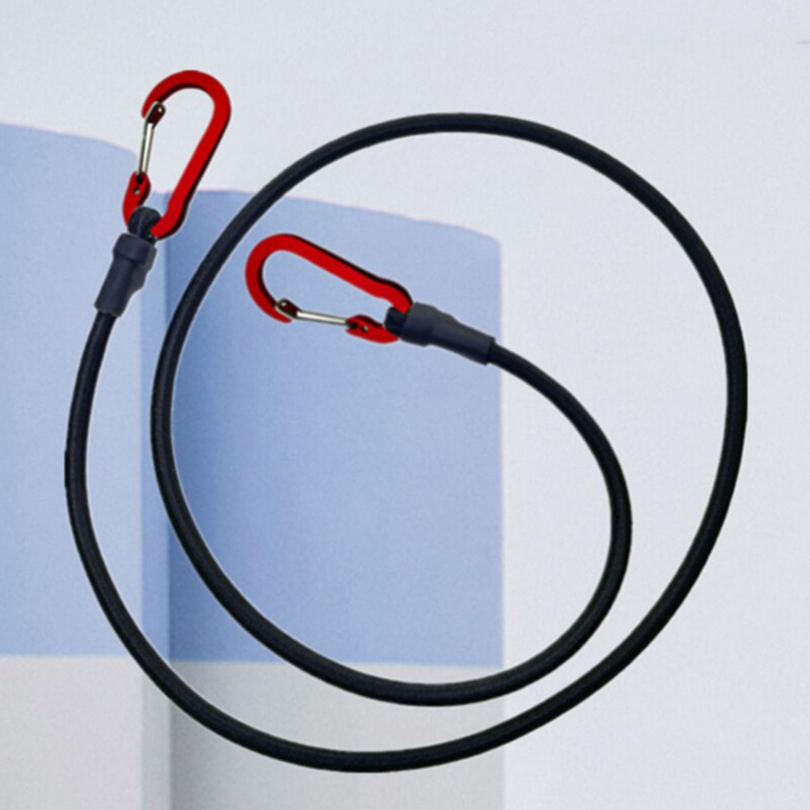 Cinghia Elastica Nera Con Corda E Gancio A S, 90 Cm / 36", Per Bagagli E Legature