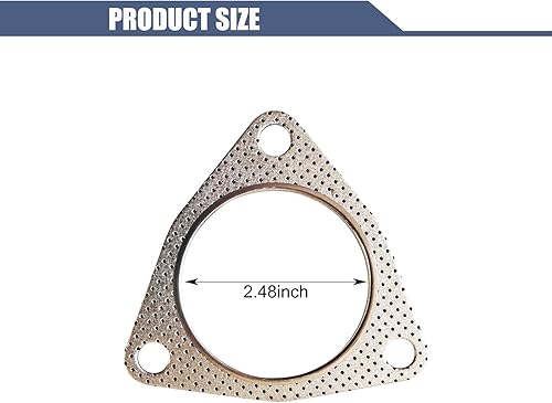 Miniatura 2 de fasebeek 2 juntas de tubo de escape de automóvil, 2.48 pulgadas, alta temperatura, resistente a alta presión, tres orificios, accesorios de repuesto