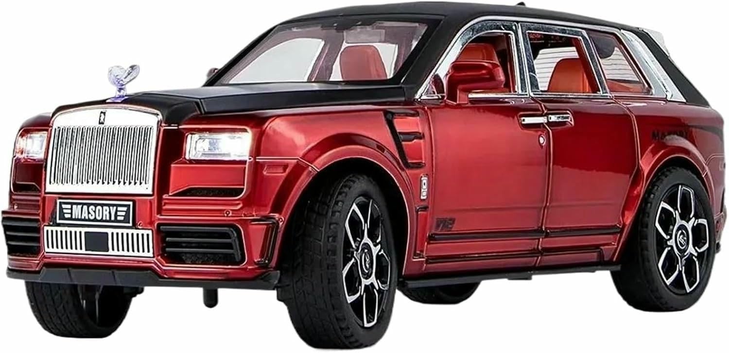 DEAVER Modelli auto lega pressofusa scala 1:24 per Rolls Royce per Cullinan collezione modelli veicoli finiti pre-costruiti realistici(Red)