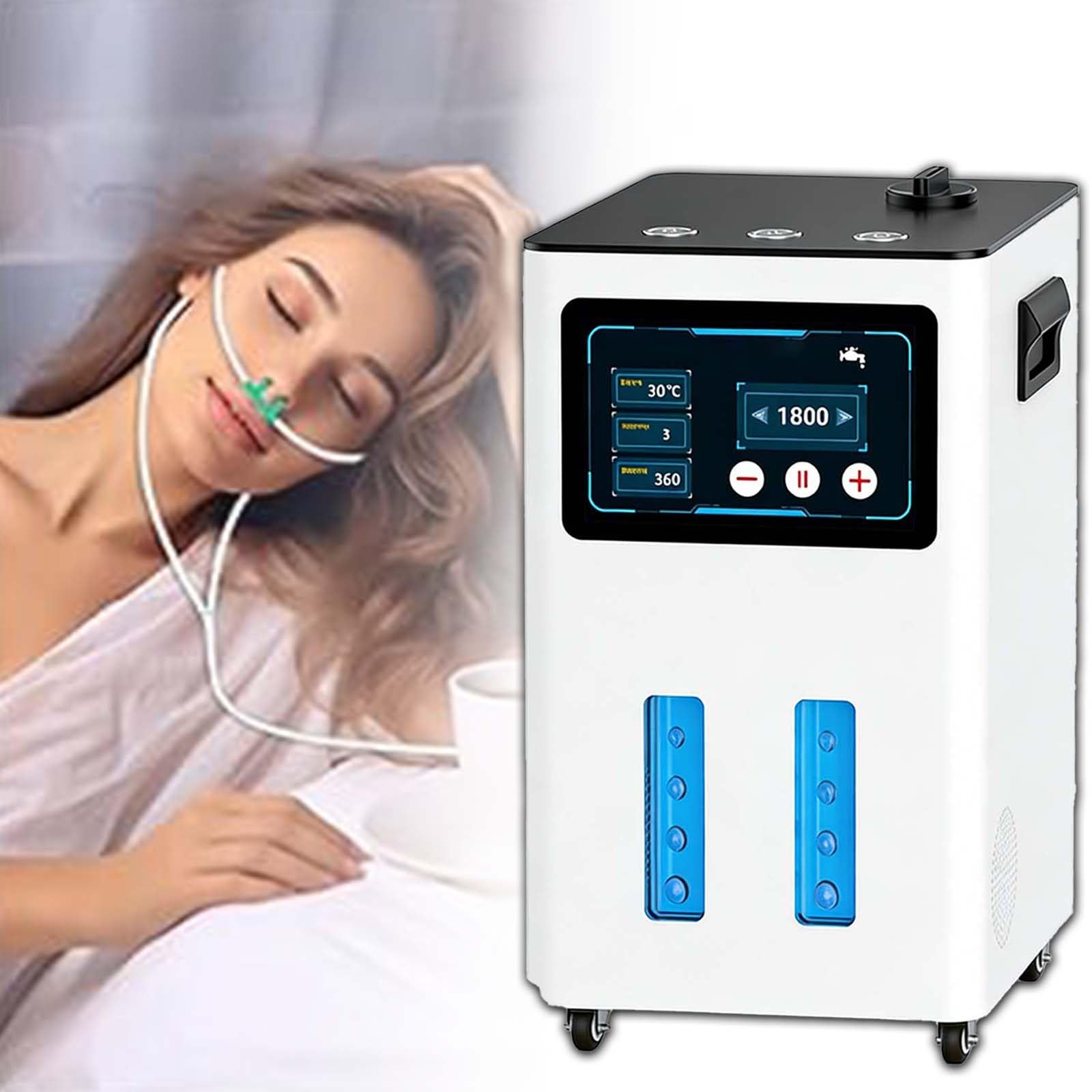 Trzyportowy Inhalator Wodoru H2, Generator Gazu Brunatnego, 99,99% Wodoru O Wysokiej Czystości, Przepływ Do 4200 Ml/Min, 7-Warstwowa Separacja Gaz-Woda, Łagodzenie Zmęczenia(White,1500ml/min)
