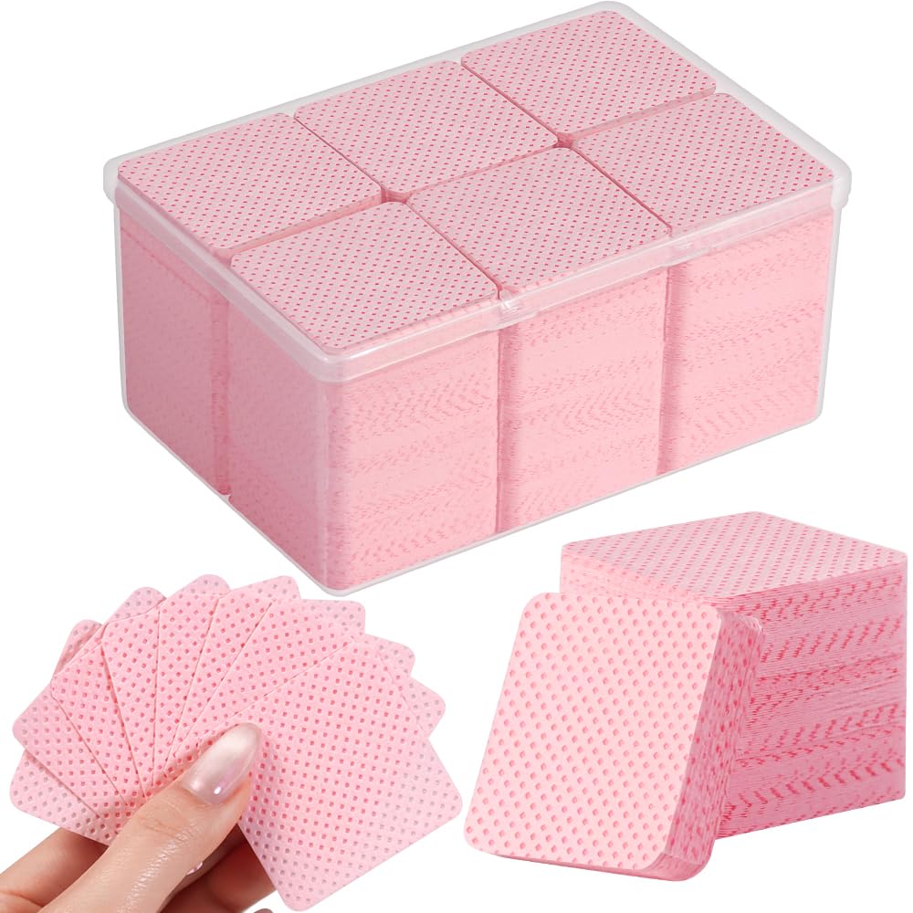 1080 pezzi Pad Unghie per Sgrassare, Non Tessuto Pad Unghie, Accessori per Unghie (Rosa）
