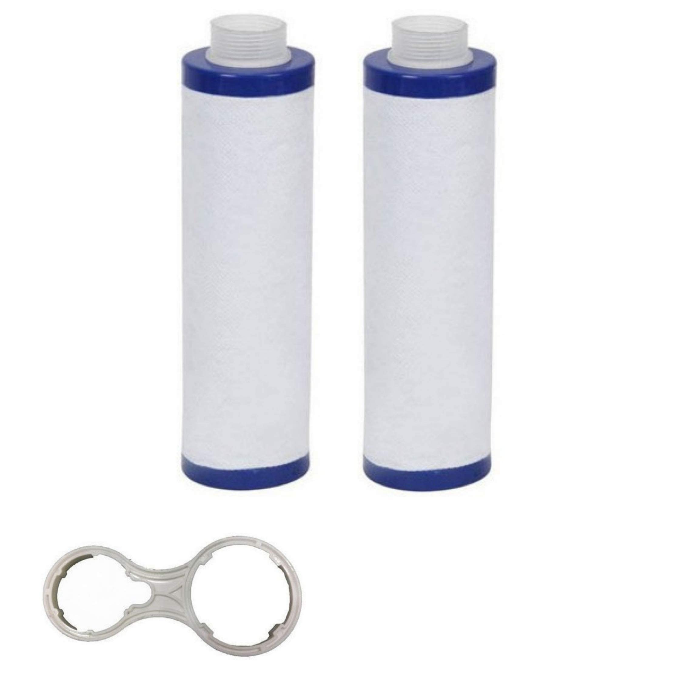 Care & Made®2 Pcs. of 9" MLT Cartridge Candle (Carbon & Sediment Cloth) Suitable for All Types of Domestic Water Purifiers (Size: 9 inches x 2.5 inches) with 1 Pc. of 10" 2in1 Wrench Spanner Key