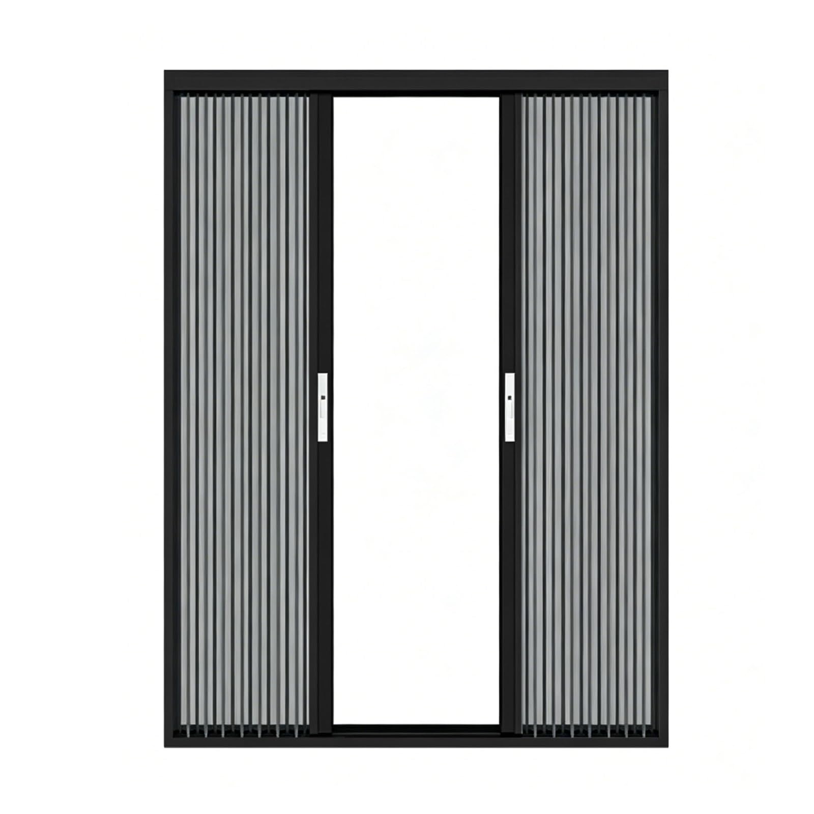 Folding Door with Lock for Interior Doorway, Space-Saving Retractable Home Entrance Door, Sliding Door for Balcony Bedroom Kitchen Pantry Hallway Use(Black,130x210cm(51"x83"))