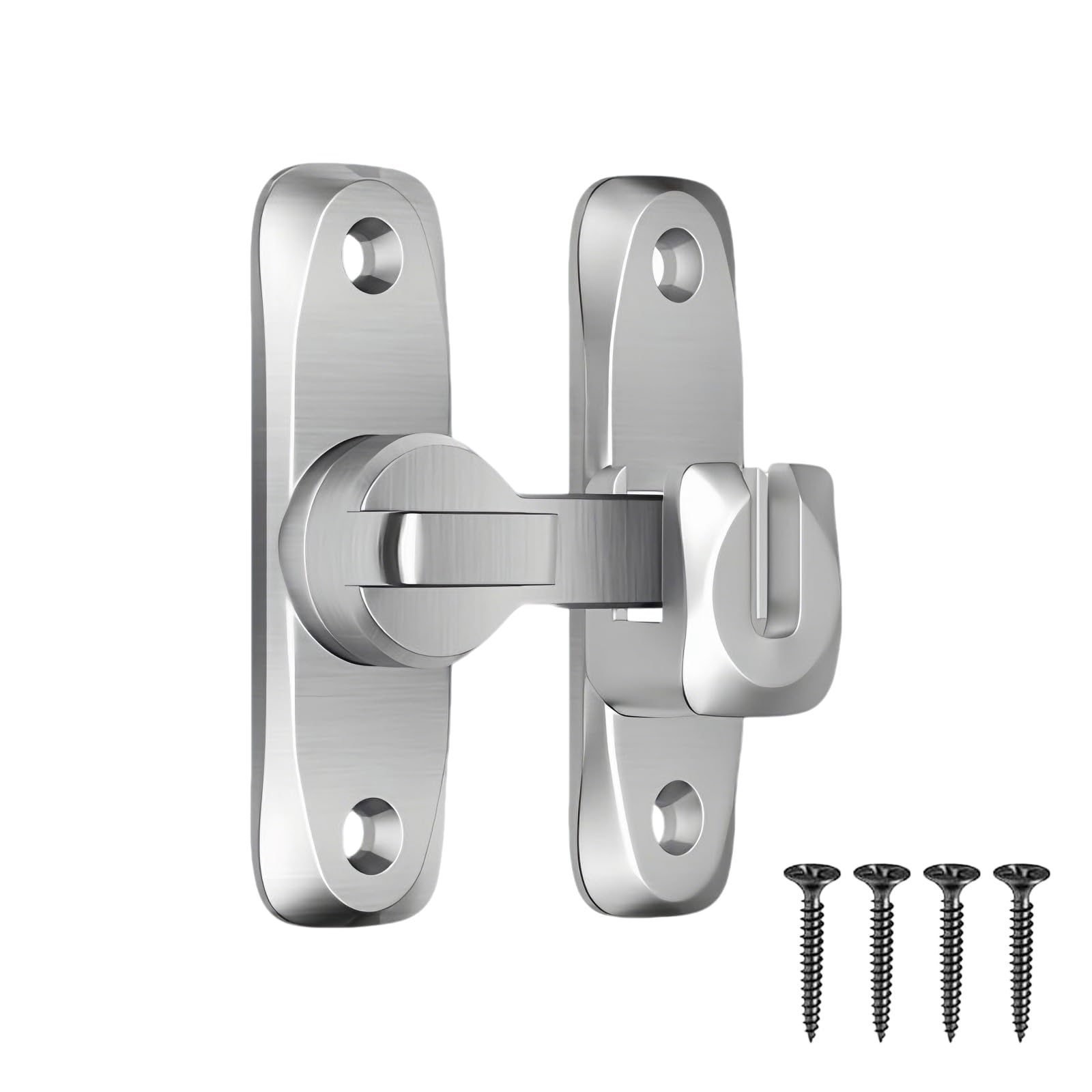 Verrou de porte coulissante robuste en alliage d'aluminium argenté pour fermeture 90°