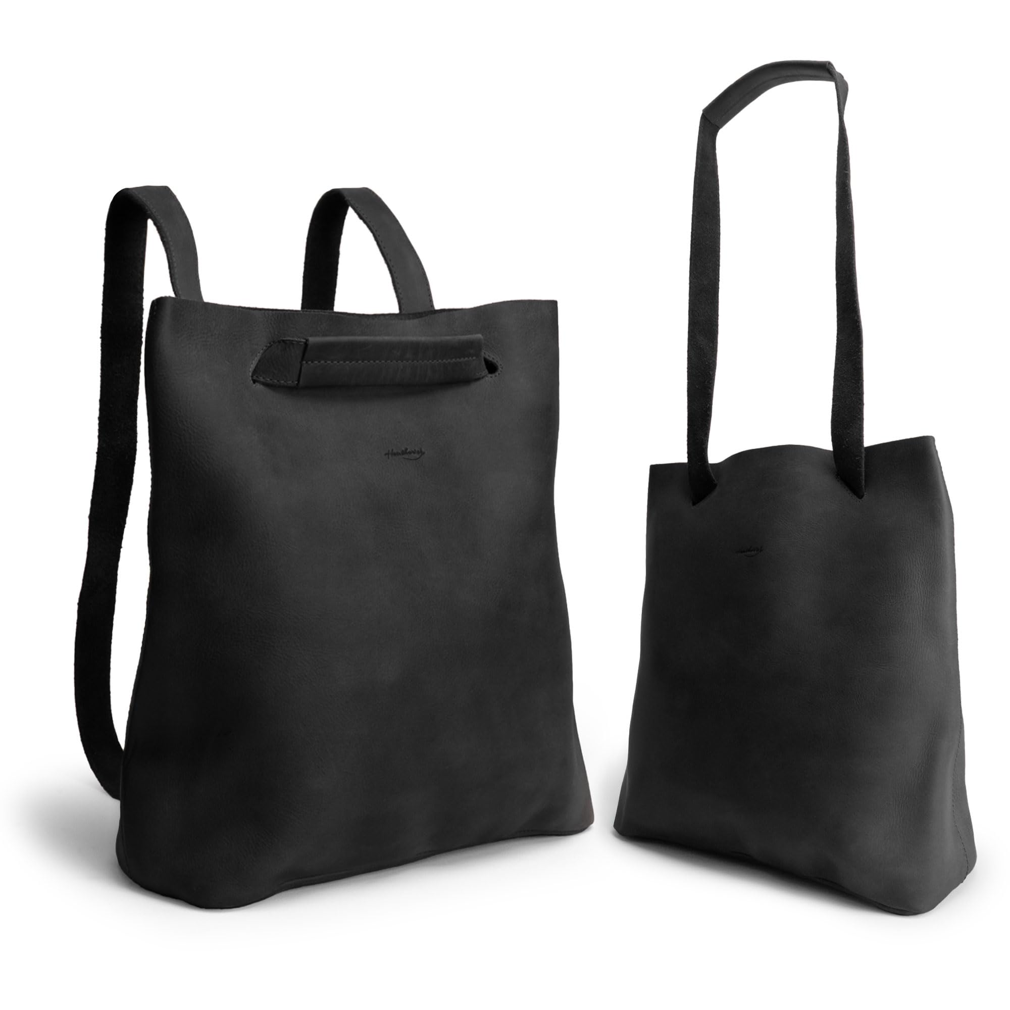 Heather's, Convertible Backpack to Shoulder Bag, Spacious Crossbody for Women, Squared Purse, Full Grain Leather, Handmade