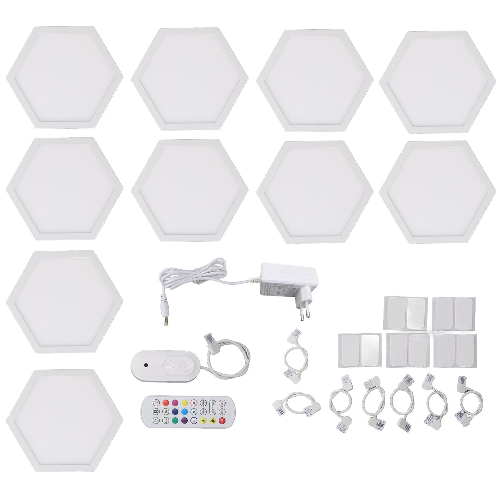 Luces de Pared LED RGB Inteligentes, Luces de Pared LED Hexagonales RGB, Sincronización de Música, 2,4 GHz, Efectos Multicolores para Habitación (Enchufe de la UE)