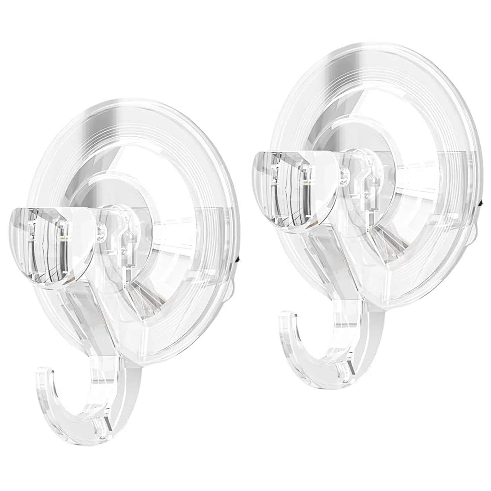 WOVTE Suction Hooks, 2 Packs Powerful Push and Lock Vacuum Multi-Purpose Suction Hanger Heavy Duty Max Holding 3KG for Bathroom,Kitchen Hanging Suction