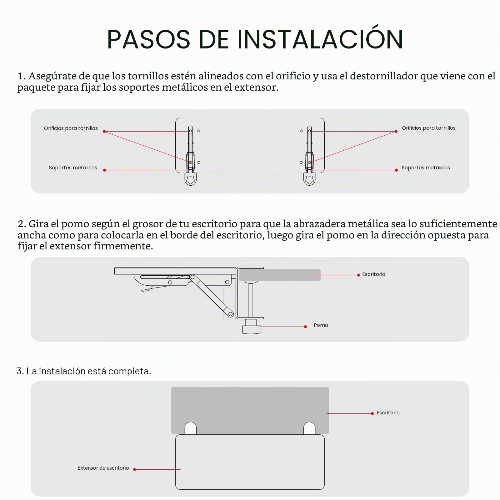 VAYDEER Extensión ergonómica de escritorio, extension de escritorio, soporte abrazadera para ratón, bandeja para teclado, estante para reposabrazos, extensión de escritorio para computadora(negro)