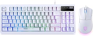 White RGB Gaming Keyboard and Mouse Combo,Gaming Keyboard Mechanical Feeling with RGB 7200 DPI Gaming Mouse, USB RGB White Keyboard Wired Set for PC MAC Chromebook PS4 Xbox Laptop