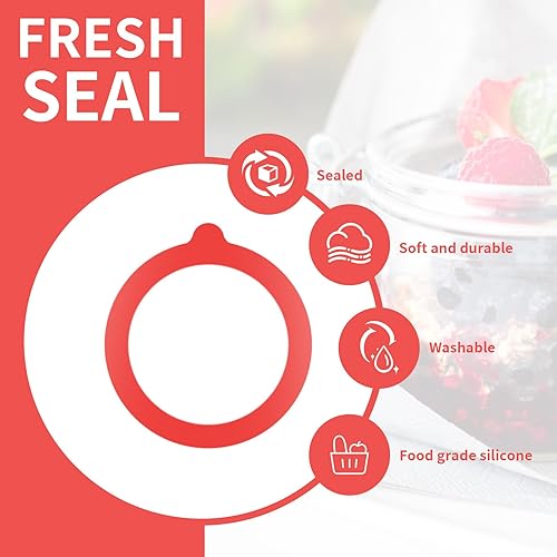 Miniatura 2 de 10 juntas de repuesto de silicona para tarros, anillos herméticos de goma para tapas de frascos, sellos de silicona a prueba de fugas, elásticos y
