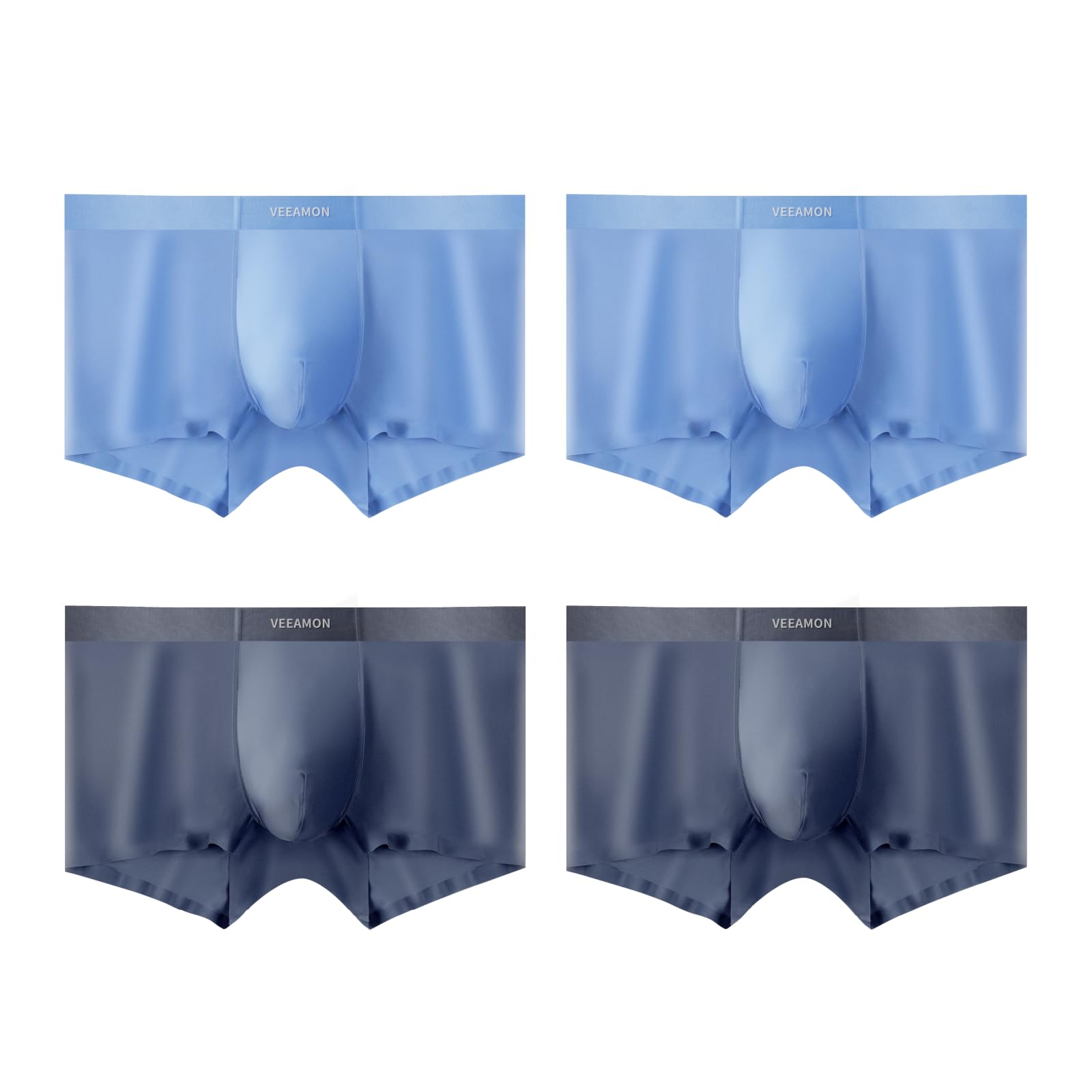 Mens Ice Silk Underwear 4-Pack Boxer Briefs Ice Sikn Comfortable Soft Underpants Underwear With Gift Box
