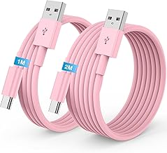 Carplay USB A to USB C Cable for iPhone 16/17/15 Pro Max Charger Cord 1M+2M, USB Cable Charger for Apple iPhone 17 16 15 Plus Car Quick Charge for Samsung S25, iPad Pro, Android Pink