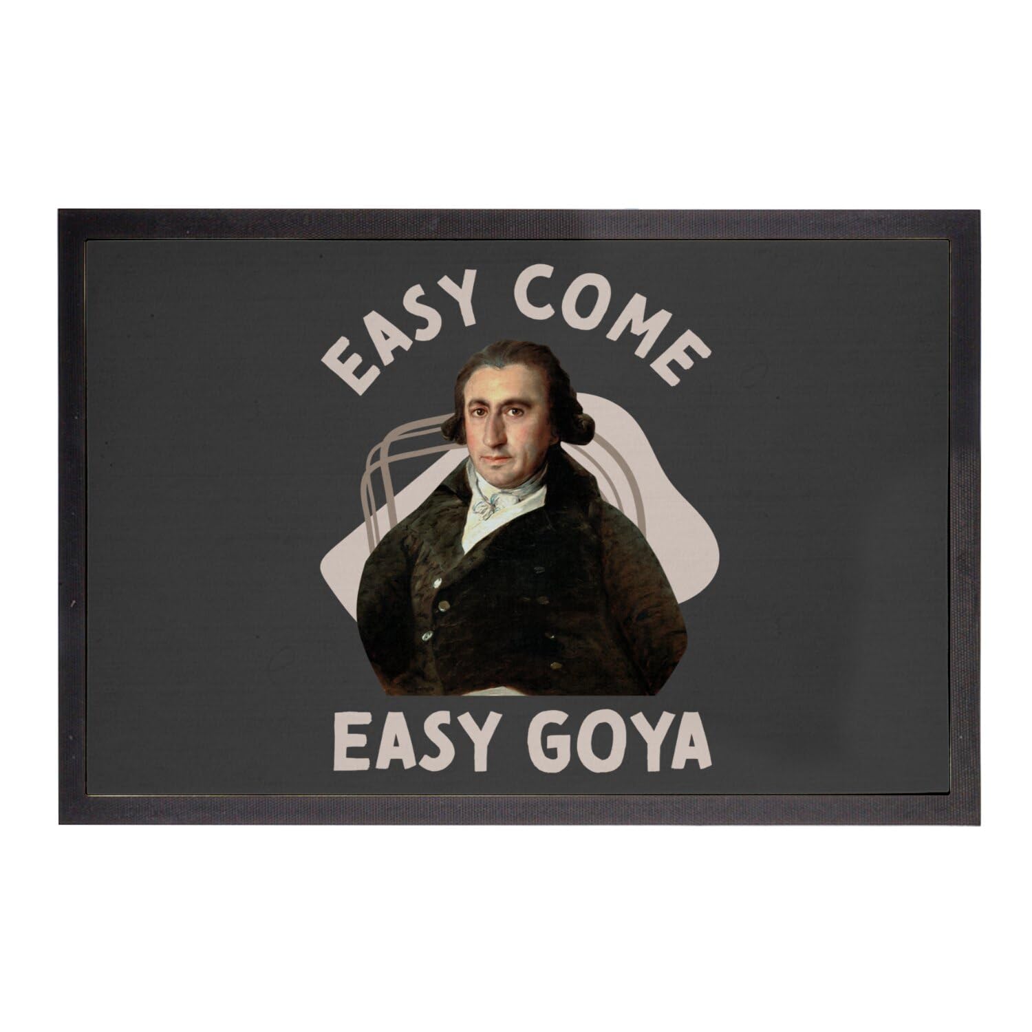 Paillasson Noir Jeu de Mot Peintre Goya pour Entrée Tapis 75x50cm