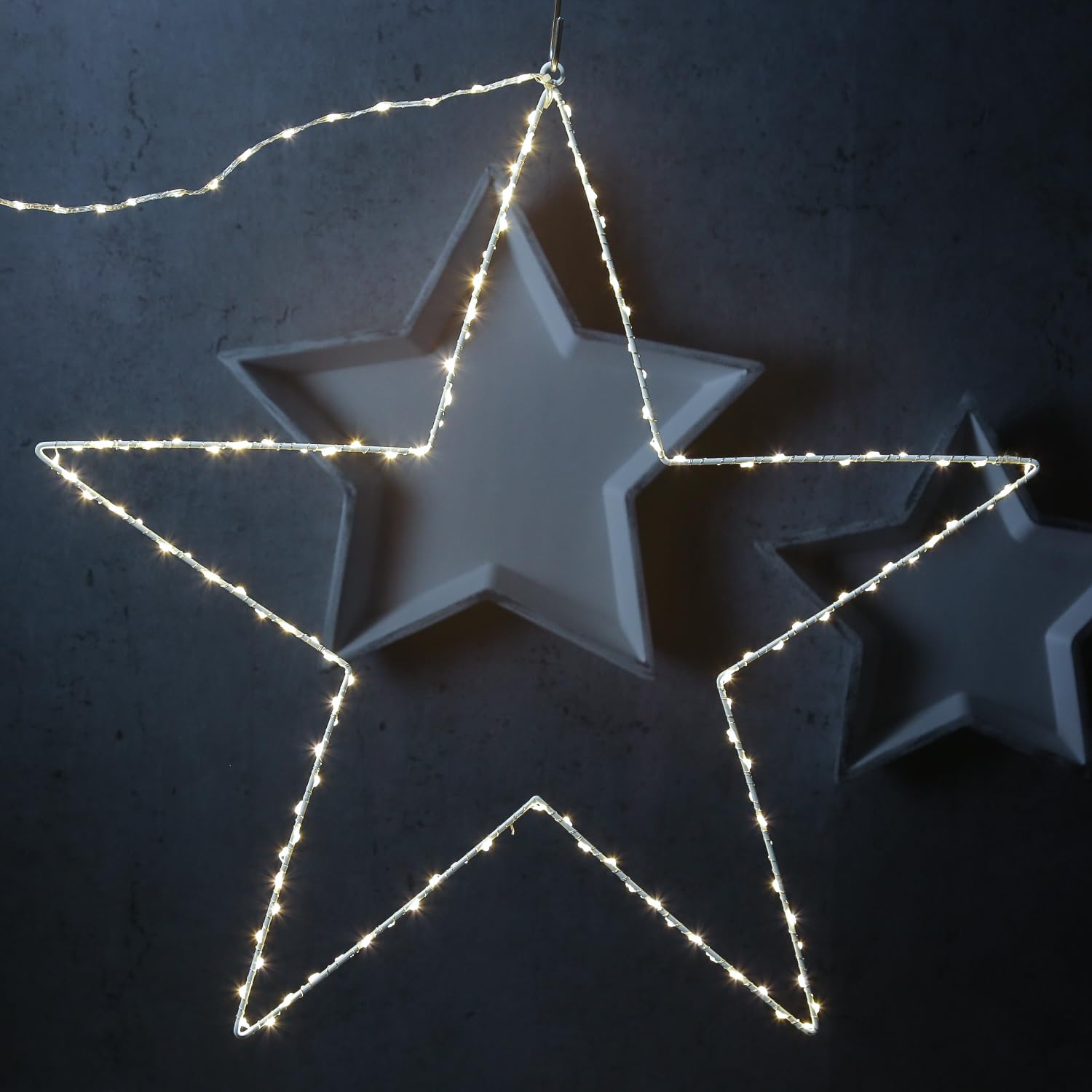 MARELIDA LED Stern Leuchtstern Metallstern Weihnachtsstern für Innen/Außen (60cm 180 LED)