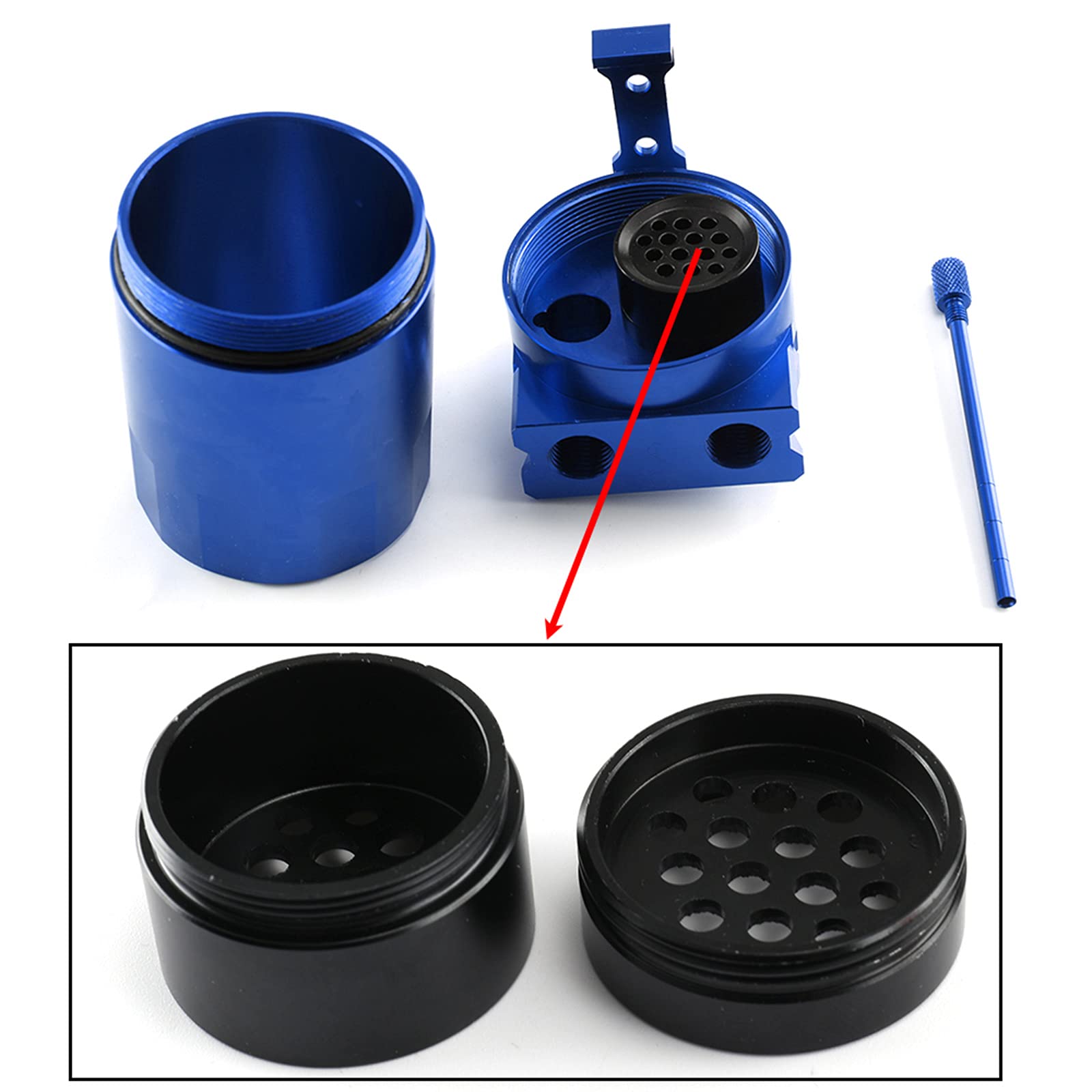 Kit Universale Serbatoio del Serbatoio per Auto, Séparateur Universel D'huile D'air de Réservoir de Voiture de Réservoir D'huile en Aluminium avec Filtre à Air, Tuyau et Autres Accessoires (Bleu)