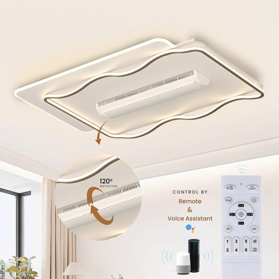Image of Smartway - Alonso Modern|Living Room| Dining| Bedroom Ceiling Fan Chandelier BLDC Noiseless Motor | Auto Rotatable Blower Fan 3 Color Mode (Warm Cold & Natural White) Remote & App
