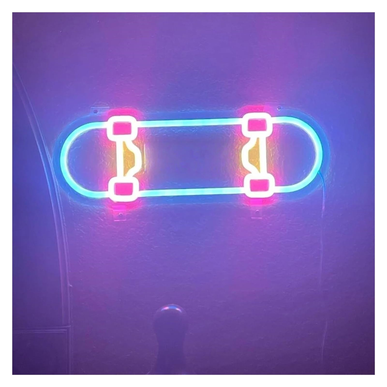 Lemst B Signs Lamp Skateboard Neon Signs Us Powered, Adjustable Rightness Skateboard Shop Neon Lights For Clu Wall Decor 15Cmx35cm(B)
