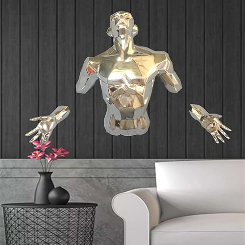 Miniatura 4 de Estatua de hombre trepador esculturas de pared de hombre fragmentado en la pared estatua de arte creativo abstracto 3D a través de la pared