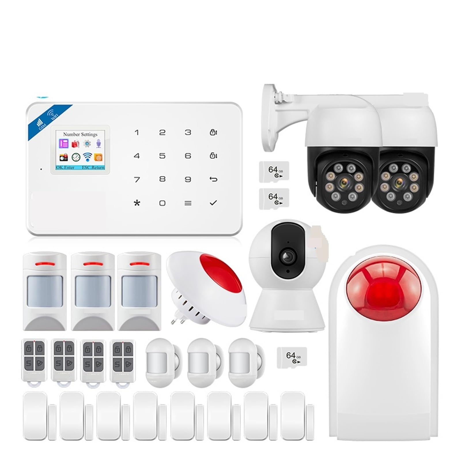 De Alarma For Seguridad Antirrobo Hogar Inteligente, 433MHz, GSM, Control Inalámbrico Por Aplicación Tuya Para casa y garaje(KIT 2)