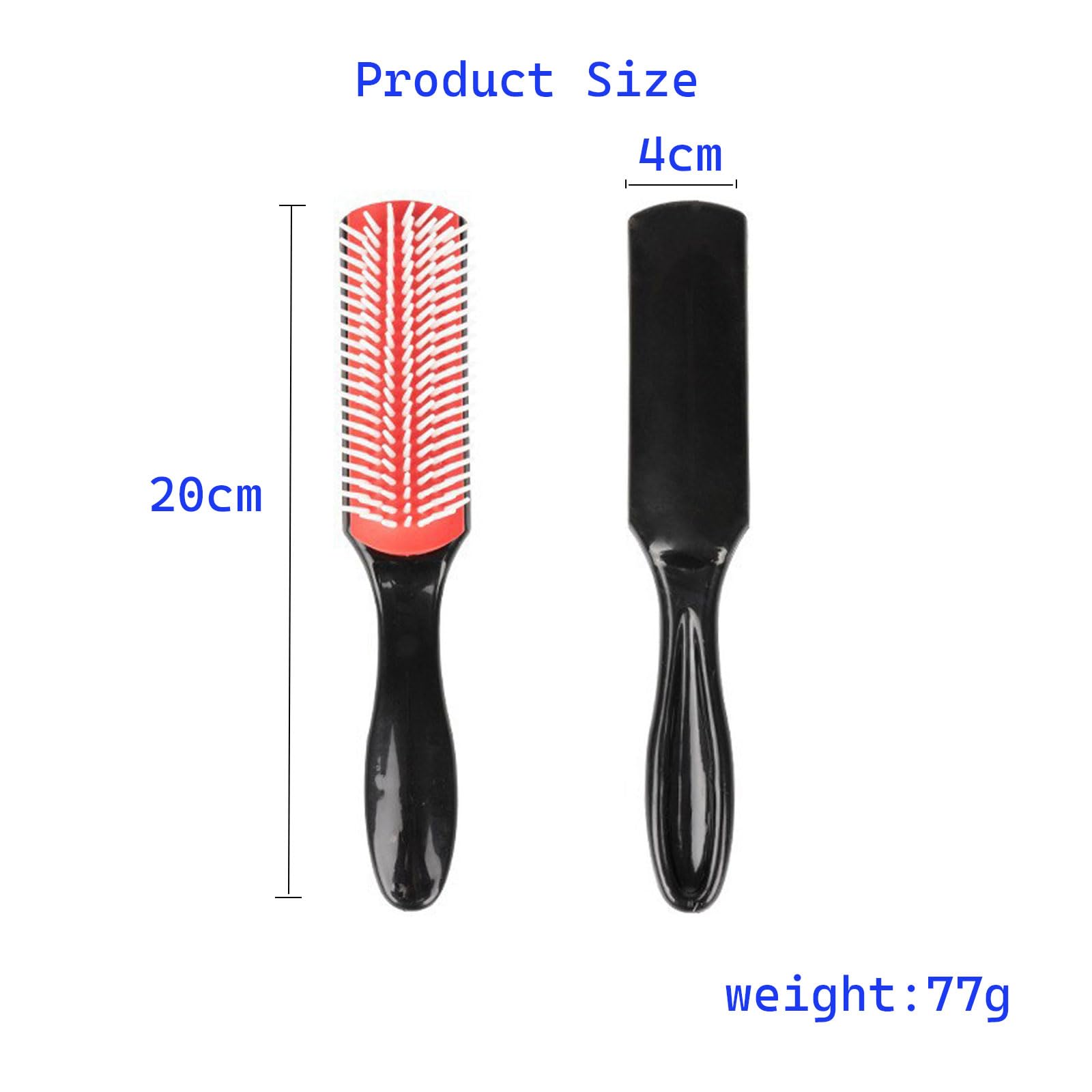 1 pcs Curly Hair Brush D3 (Black & Red) 7 Row Styling Brush for Detangling Separating, Shaping and Defining Curls - For Women and Men - Image 2