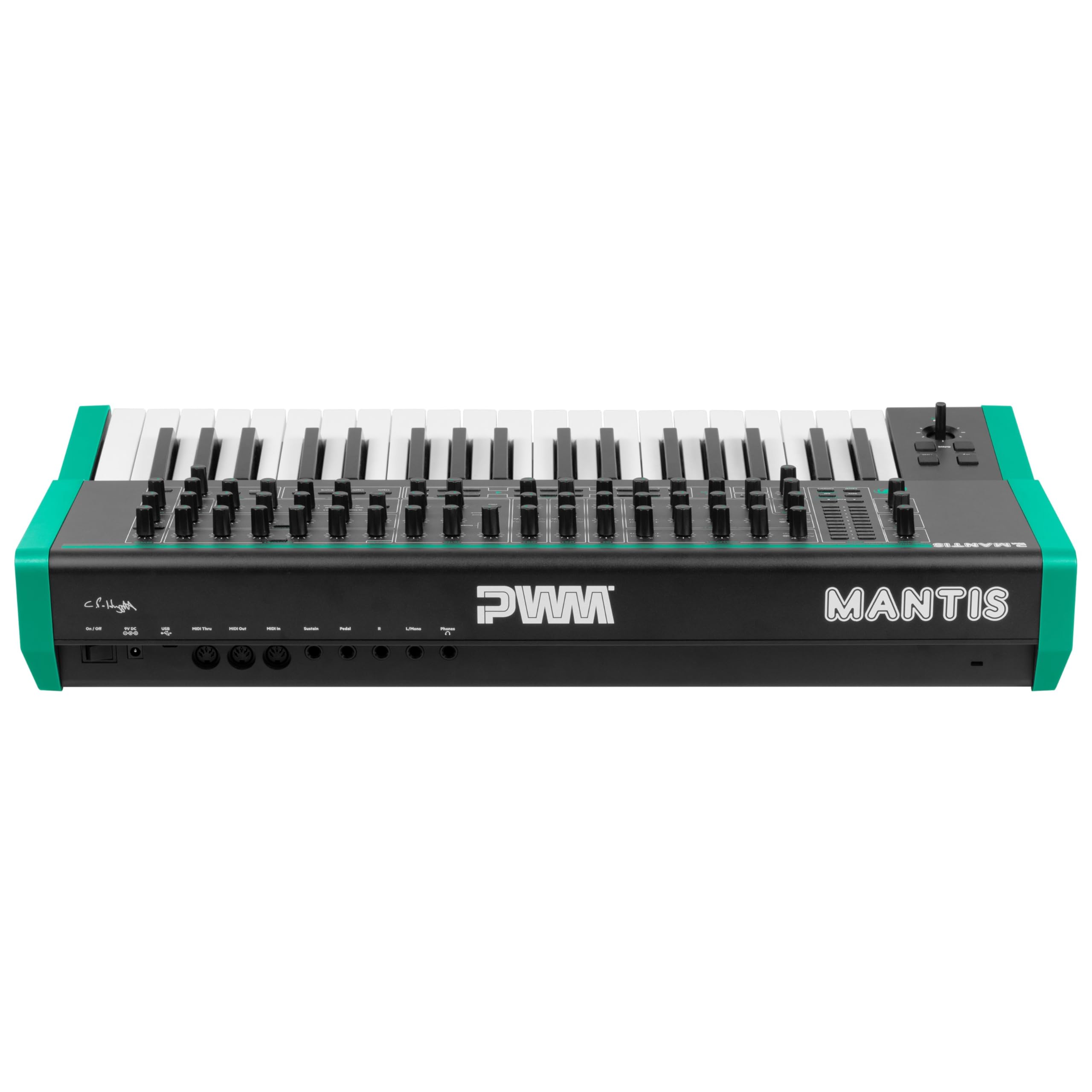 PWM - MANTIS - Sintetizzatore ibrido - 37 tasti sensibili alla velocità, di dimensioni standard - Uscita per cuffie stereo