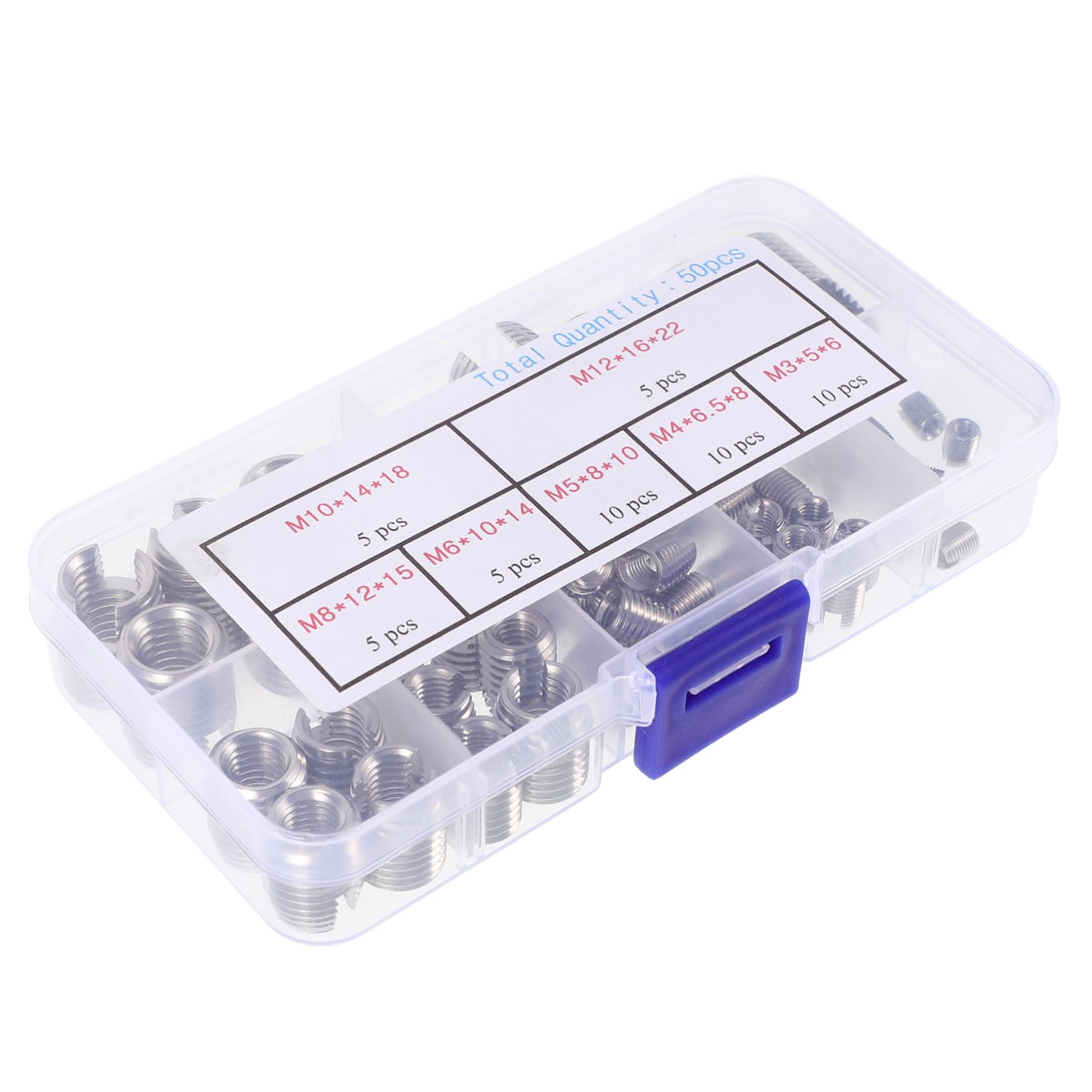 NAMOARLY 50pcs Stainless Steel Thread Repair Insert Kit Quick Install Inner Thread Reinforcement Tool for Connections Metal Applications