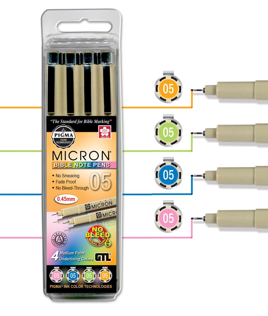 G.T. Luscombe Pigma Micron 05 Bible Note Pen Kit (Set of 4)