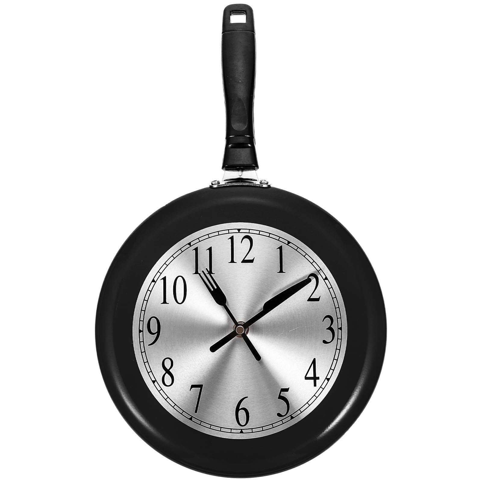 Homoyoyo Einzigartige Wanduhr aus Edelstahl in Form Einer Pfanne mit Lautlosem Sekundenzeiger und Geräuschlosen Zeigern für Zuhause und Küche