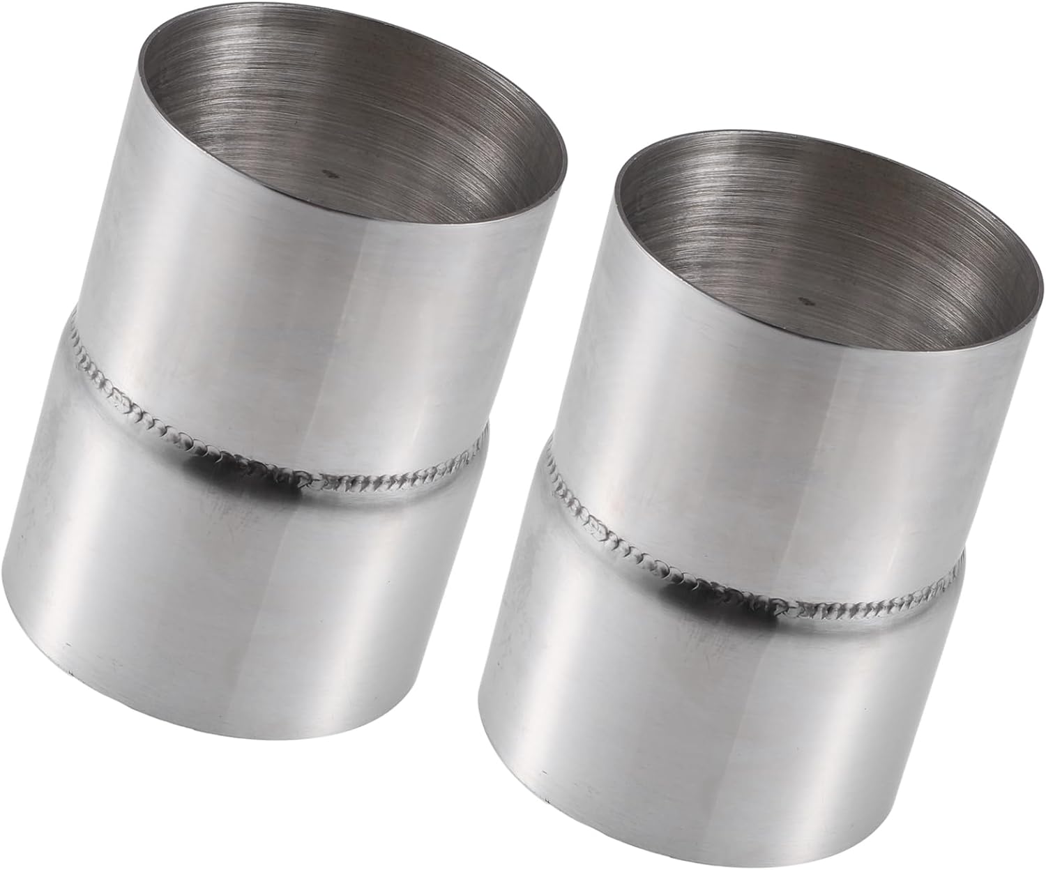 ACROPIX Car Exhaust Pipe Adapter Reducer Connector 2.75" ID to 3" OD Exhaust Expander Universal Stainless Steel Silver Tone (Set of 2) Car Parts